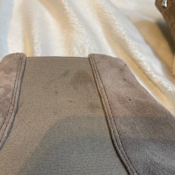 SAM EDELMAN Suede‎ Pointed Toe Booties Ankle Boots 8.5 Tan Grey Block Heel - Picture 2 of 4